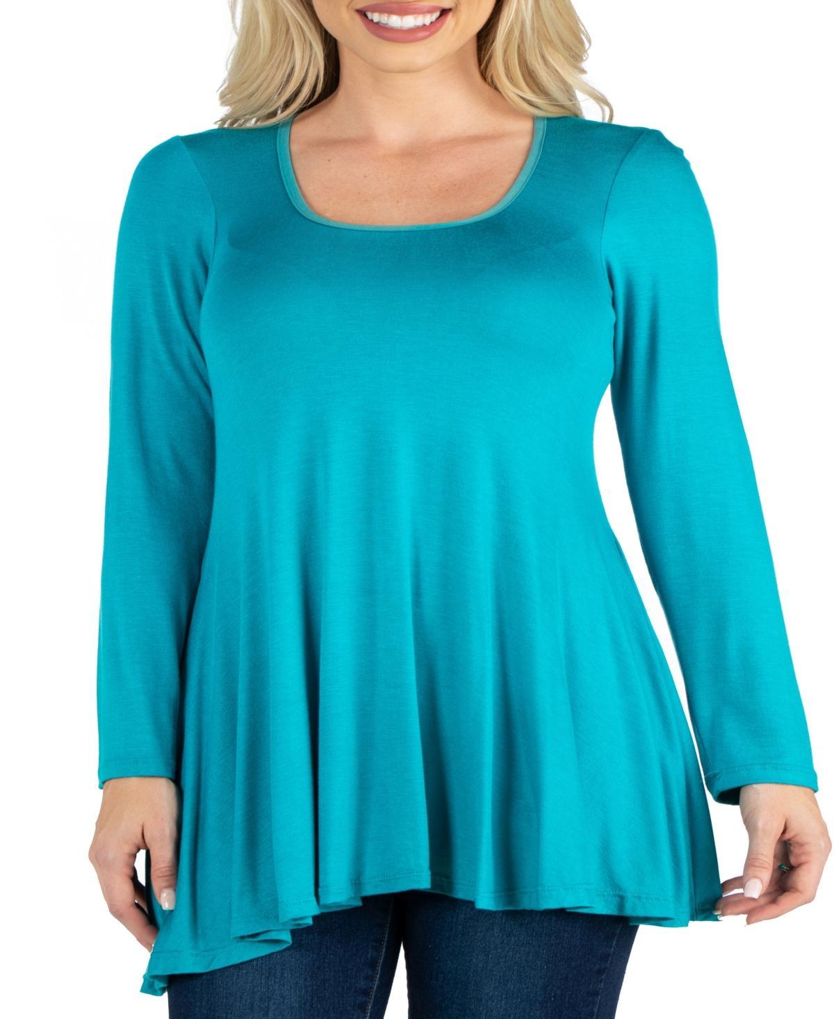 Womens Long Sleeve Swing Style Flared Tunic Top Product Image