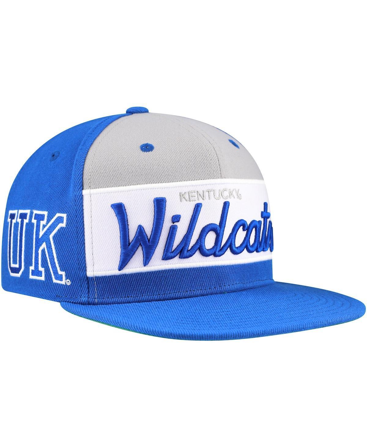 Mens Mitchell & Ness /Royal Kentucky Wildcats Retro Sport Color Block Script Snapback Hat Product Image