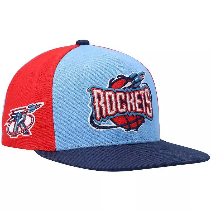 Mens Mitchell & Ness Blue/Navy Houston Rockets Hardwood Classics On The Block Snapback Hat Product Image