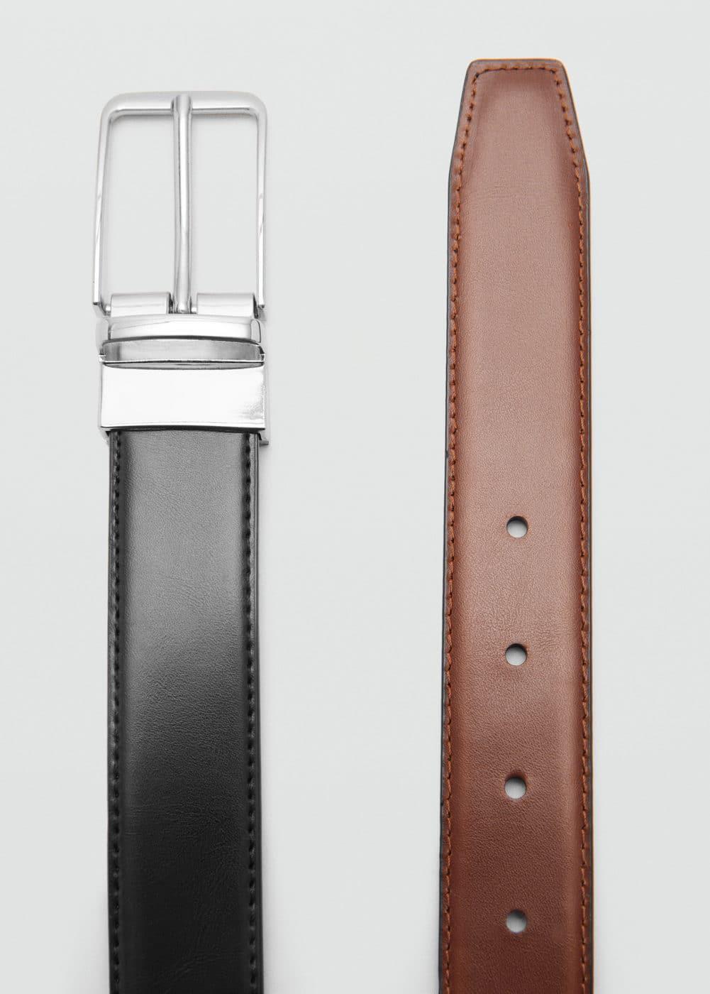 MANGO MAN - Leather reversible belt blackMen Product Image