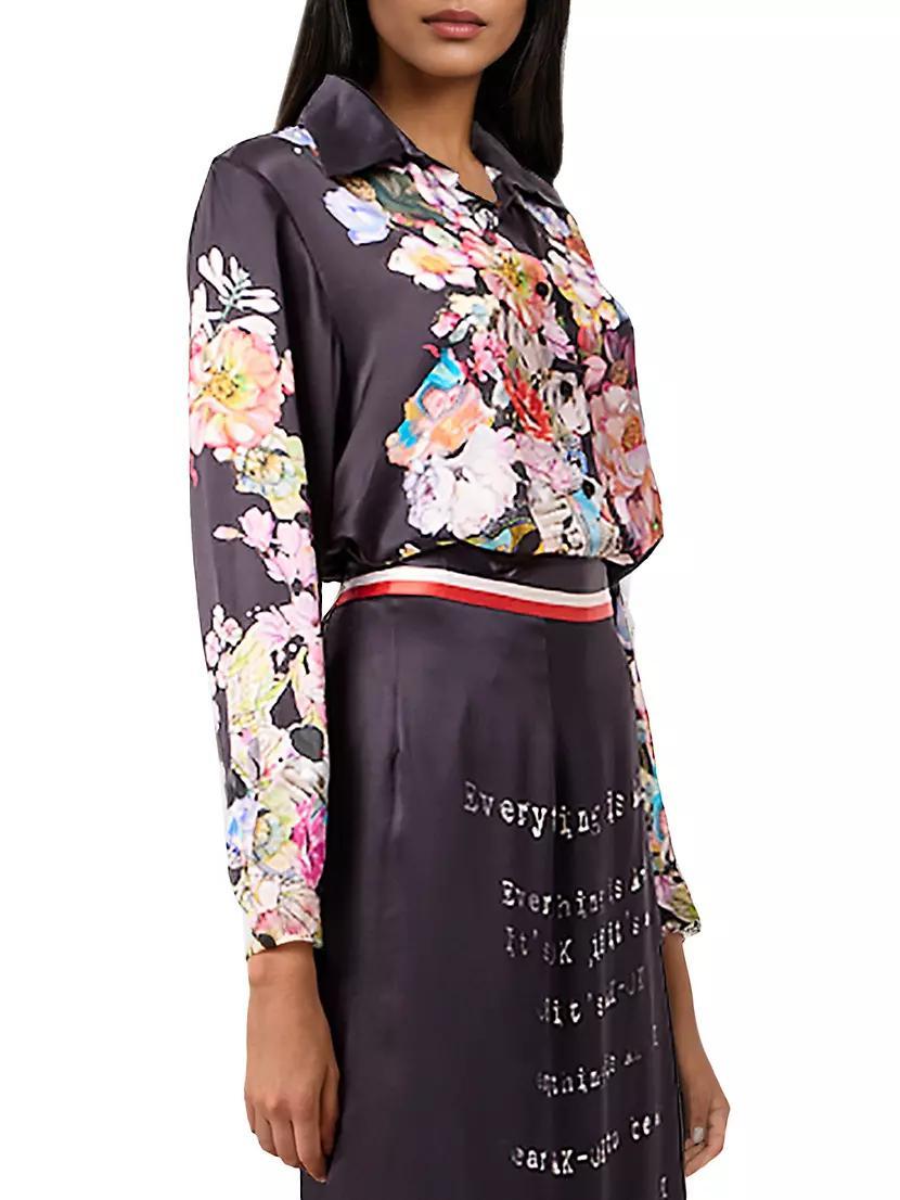 Floral Silk Button-Front Shirt Product Image