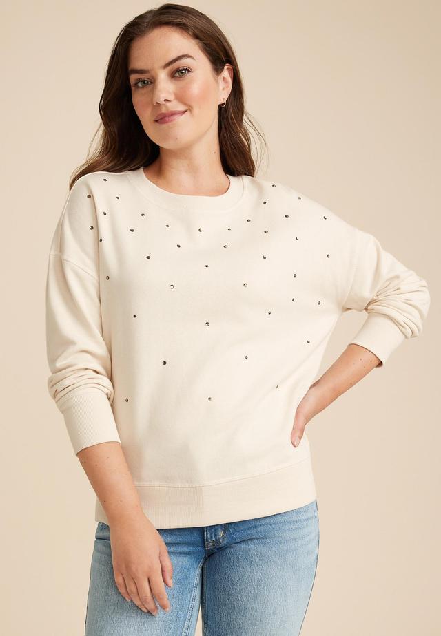 Rhinestone Embellished Oversized Fit Sweatshirt Product Image