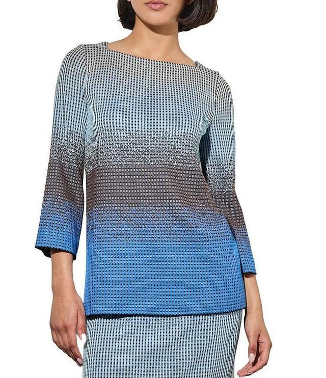 Ming Wang Jacquard Knit Square Neck Bracelet Sleeve Ombre Print Tunic Product Image