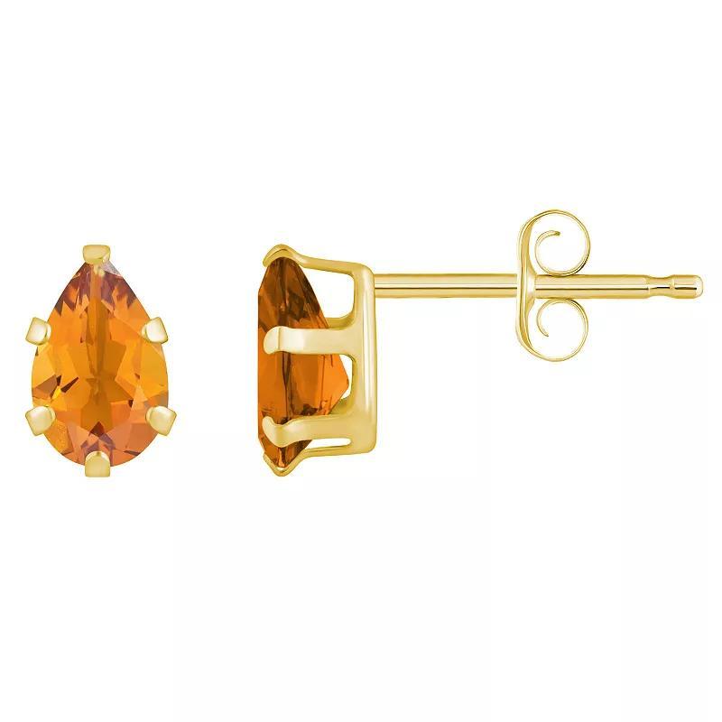 Celebration Gems 10k Gold Pear Shape Citrine Stud Earrings, Womens, Orange Product Image