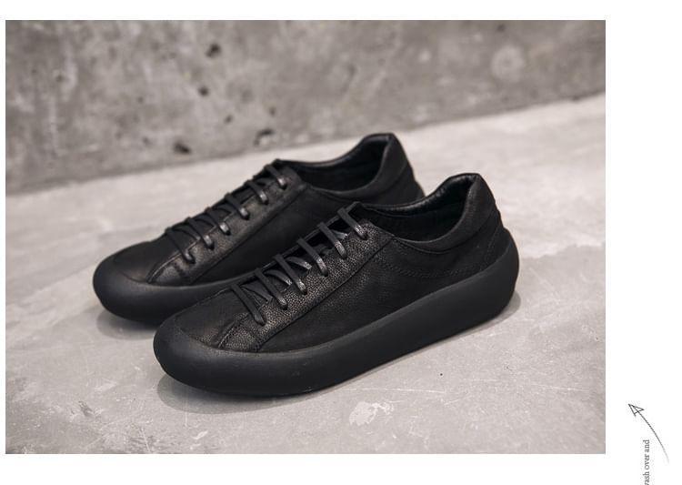 Plain Lace-Up Sneakers Product Image