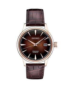 Seiko Mens Automatic Presage Brown Leather Strap Watch 40.5mm Product Image