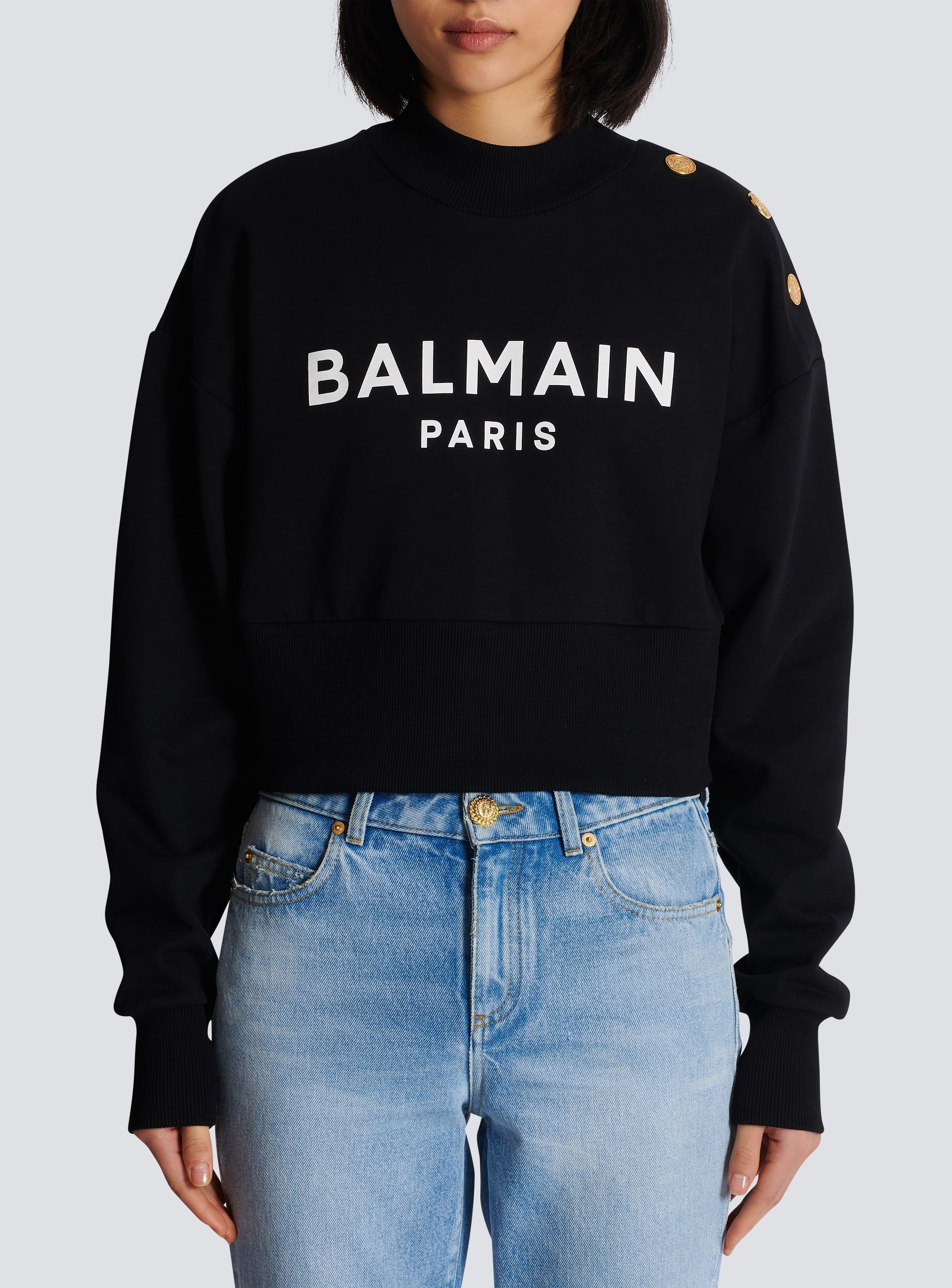 Cropped sweatshirt with Balmain Paris print Product Image