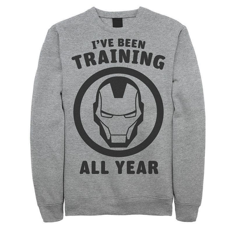 Mens Marvel Avengers Iron Man Ive Been Training All Year Logo Sweatshirt Med Grey Product Image