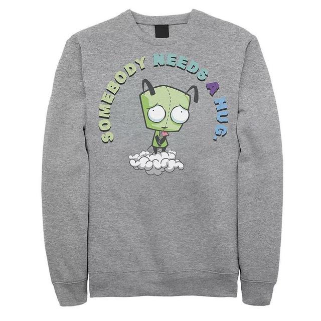 Mens Nickelodeon Invader Zim Gir Somebody Needs A Hug Sad Portait Graphic Fleece Pullover Blue Product Image