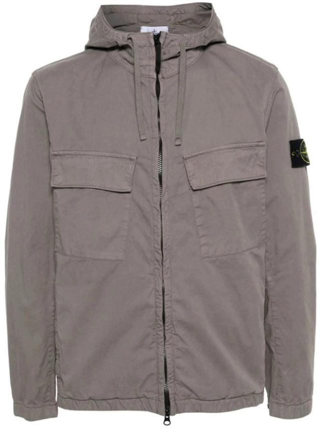 Compass-badge Gabardine Jacket In Grey Product Image