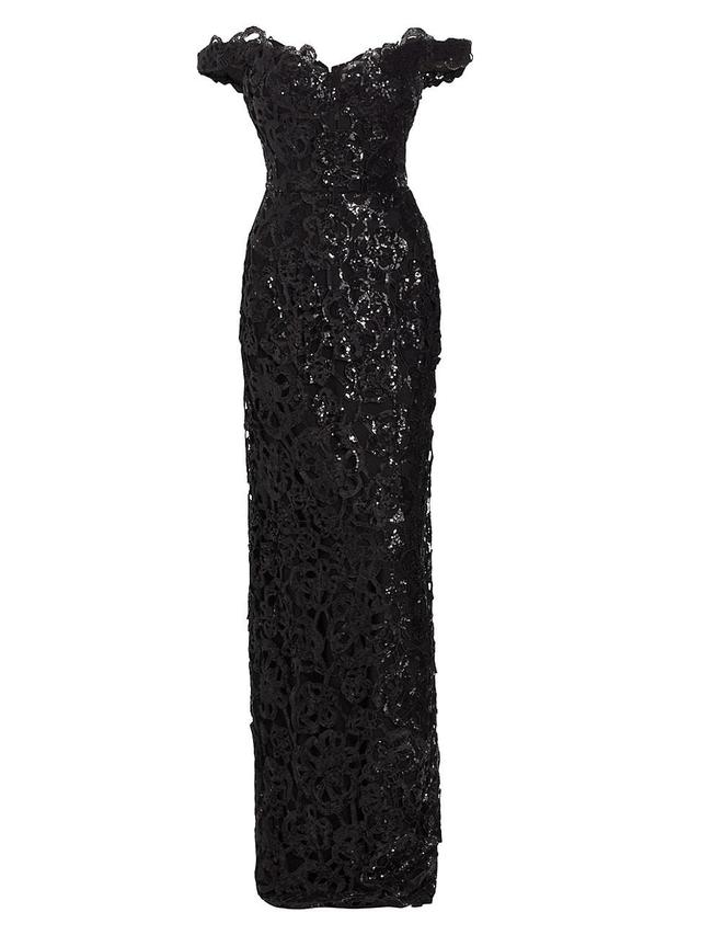 Womens Sequin Off-The-Shoulder Gown Product Image