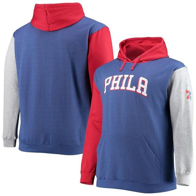 Mens Fanatics Branded Royal/Red Philadelphia 76ers Big & Tall Double Contrast Pullover Hoodie Product Image