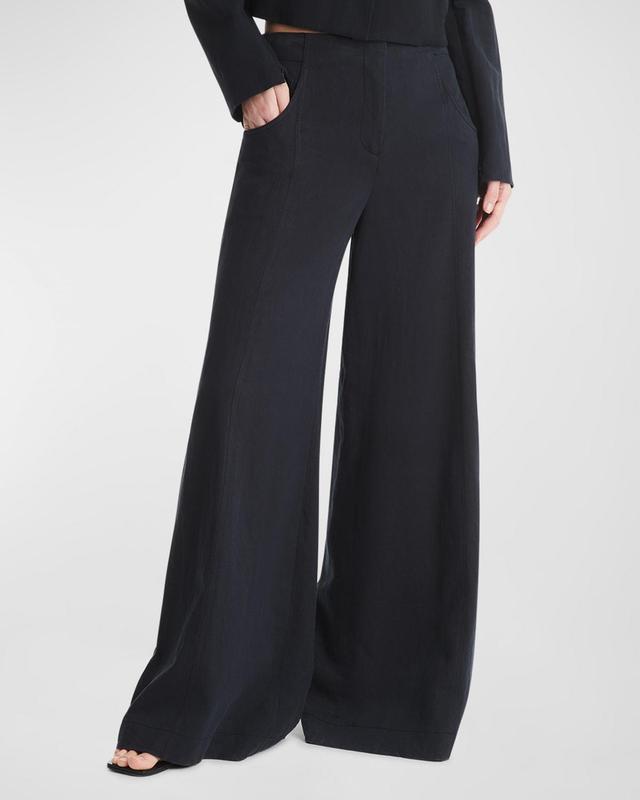 Demie Wide-Leg Cotton Linen Pants Product Image