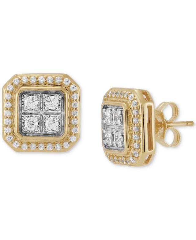 Grown With Love Mens Lab Grown Diamond Halo Square Cluster Stud Earrings (1/2 ct. t.w.) in 10k Gold Product Image