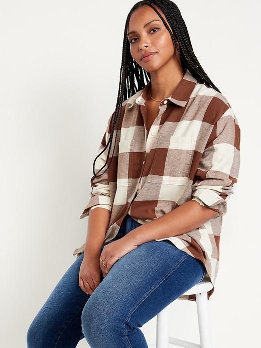 Flannel Boyfriend Button-Down Shirt Product Image