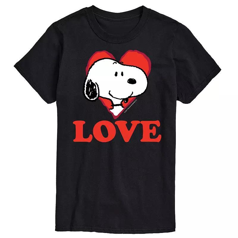 Big & Tall Peanuts Love Snoopy Tee, Mens Black Product Image