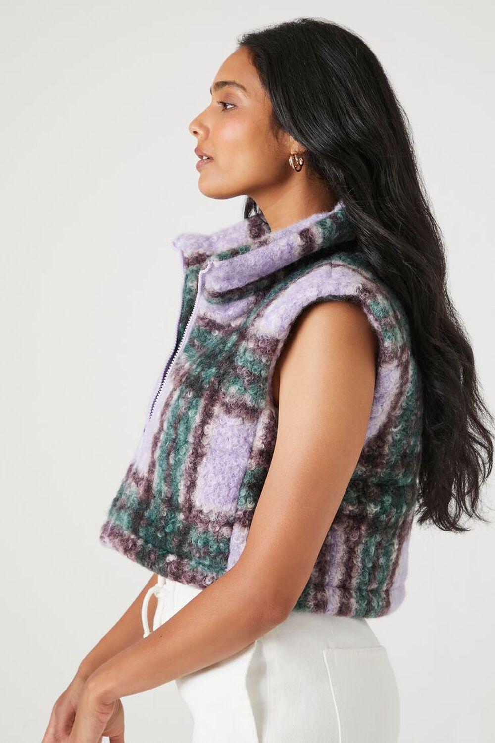 Tweed Plaid Funnel-Neck Vest | Forever 21 Product Image