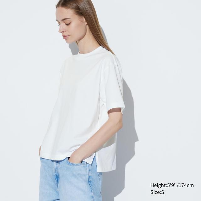 Womens Airism Cotton Short-Sleeve T-Shirt White Small UNIQLO US Product Image