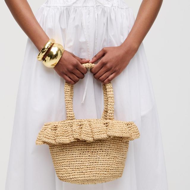 Small raffia ruffle-hem bag Product Image