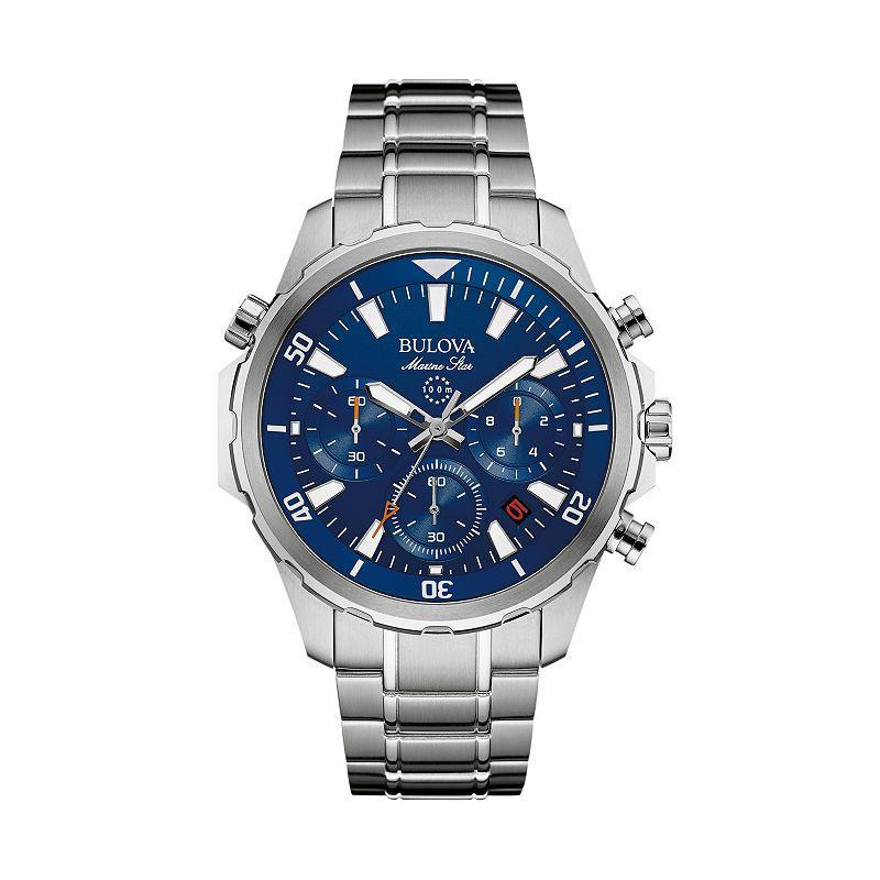 Bulova Mens Marine Star Stainless Steel Chronograph Watch, Grey Product Image