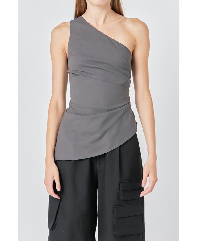 Grey Lab Womens One Shoulder Ruched Top Product Image