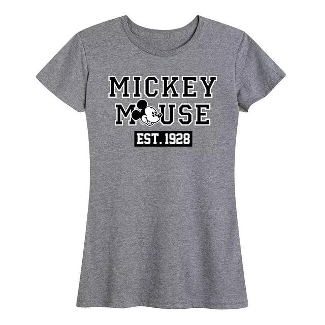 Disneys Mickey Mouse Womens Est. 1928 Graphic Tee Grey Red Product Image