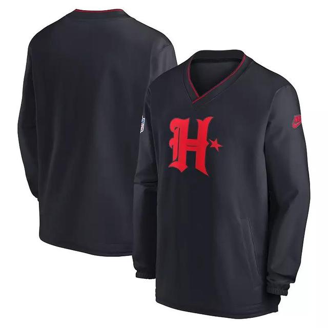 Mens Nike Houston Texans Throwback Logo Long-Sleeve V-Neck Windshirt Blue Product Image