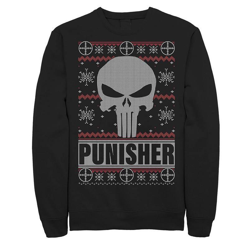 Mens Marvel Punisher Skull Christmas Sweatshirt Product Image