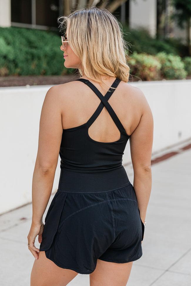 You're Thriving Black Active Keyhole Romper FINAL SALE Product Image