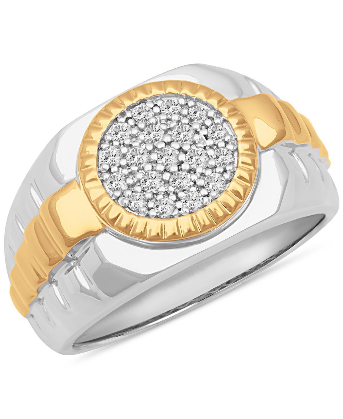 Mens Diamond Circle Cluster Ring (1/3 ct. t.w.) in Sterling Silver & 18k Gold-Plate Product Image