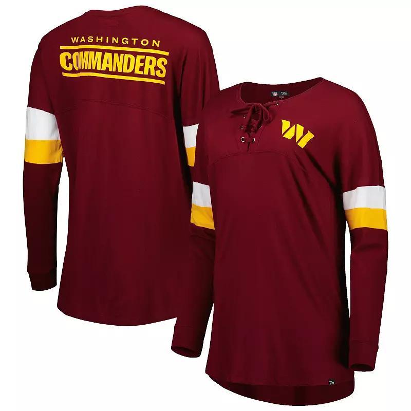 Womens New Era Burgundy Washington Commanders Athletic Varsity Lace-Up Long Sleeve T-shirt Product Image