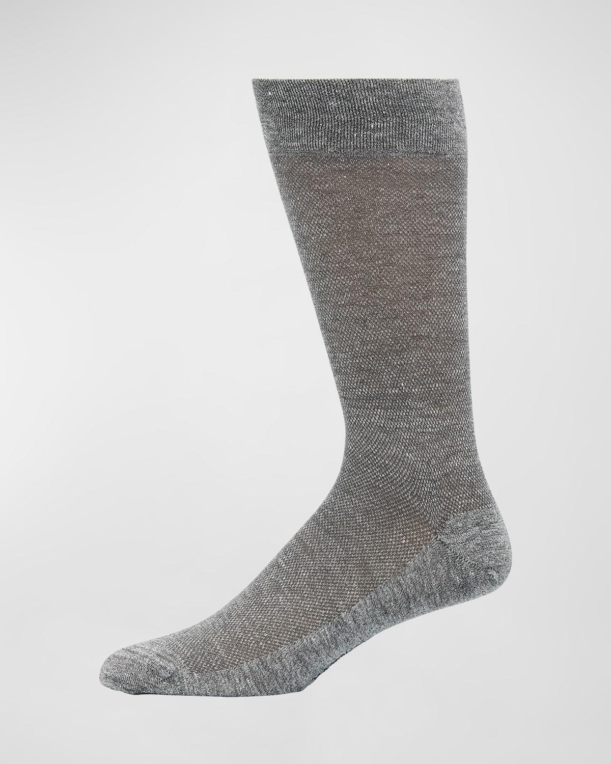 Mens Linen-Cotton Pique Mid-Calf Socks Product Image