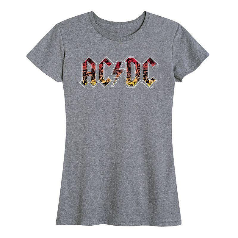 Womens ACDC Poster Texture Graphic Tee Black Product Image