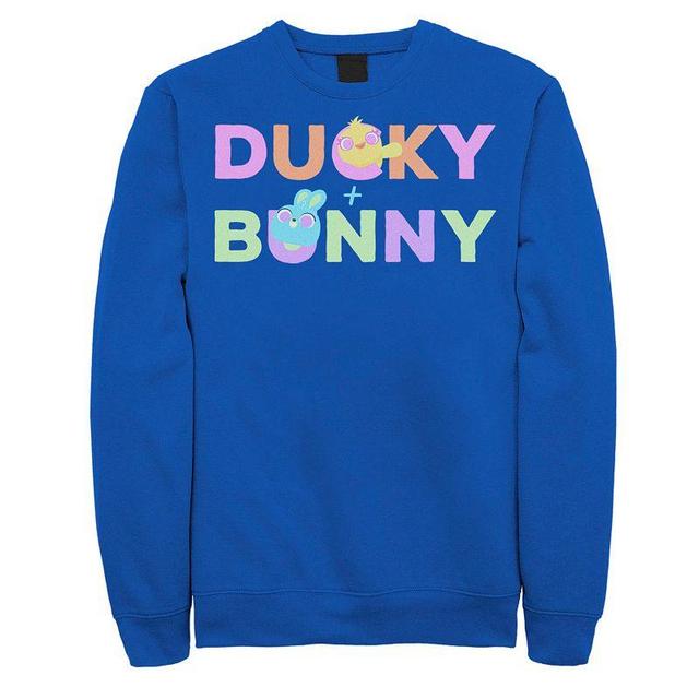 Mens Disney / Pixar Toy Story 4 Ducky & Bunny Colorful Names Logo Sweatshirt Med Blue Product Image