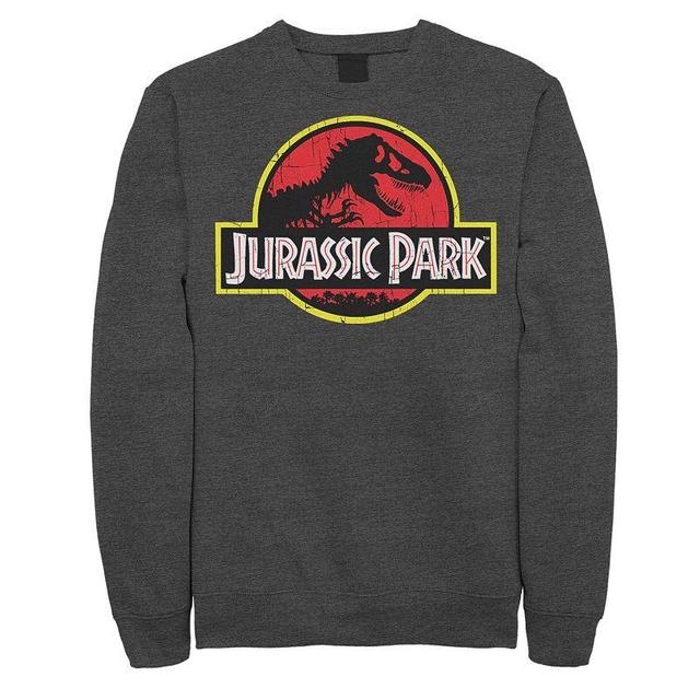 Mens Jurassic Park Classic Original Logo Fleece Graphic Pullover Dark Grey Product Image