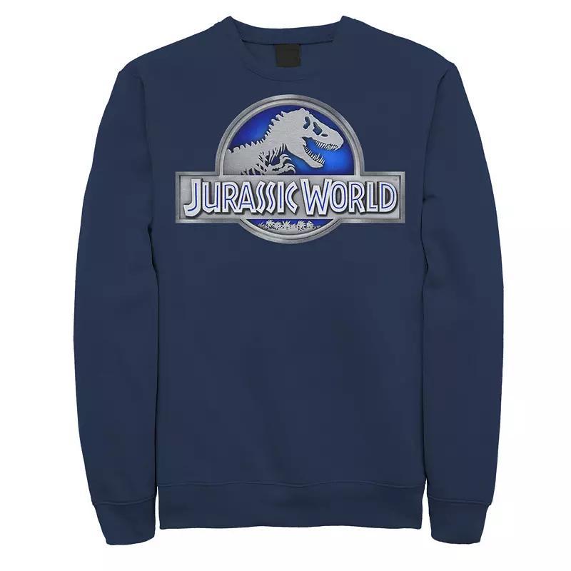 Mens Jurassic World Classic Blue Glow Fossil Logo Fleece Pullover Product Image