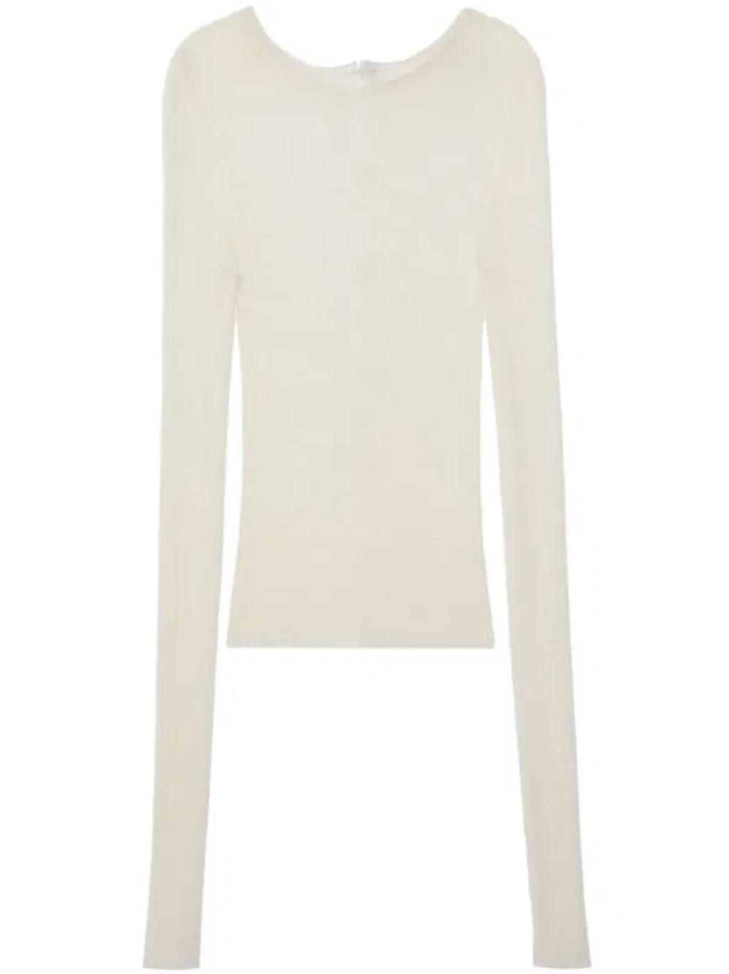 Fine-ribbed Wool Top In Ivory product image