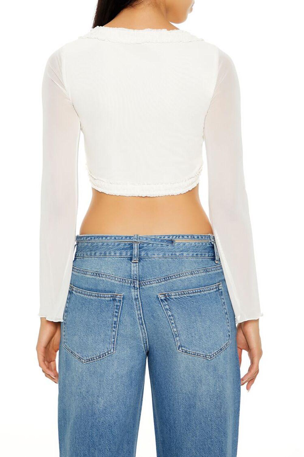 Plunging Ruffle-Trim Crop Top | Forever 21 Product Image