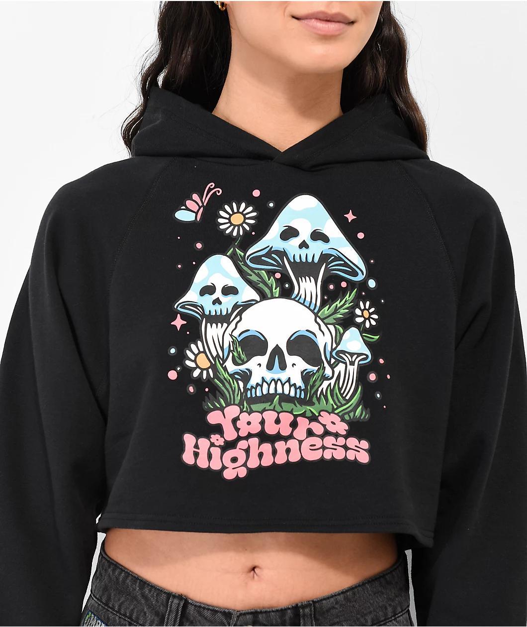 Your Highness Root Rot Black Crop Hoodie Product Image