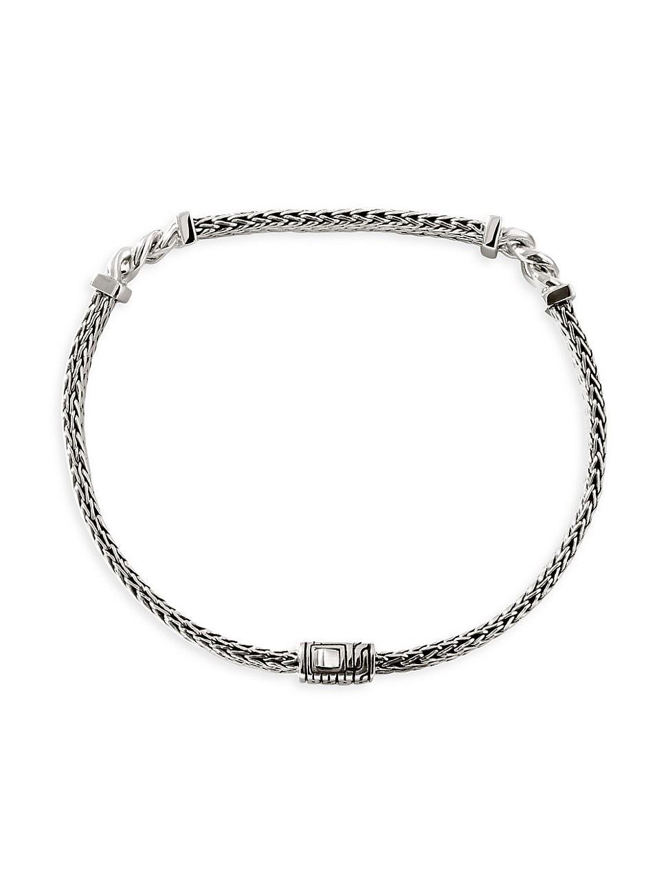 Mens Rata Chain Sterling Silver Station Bracelet Product Image