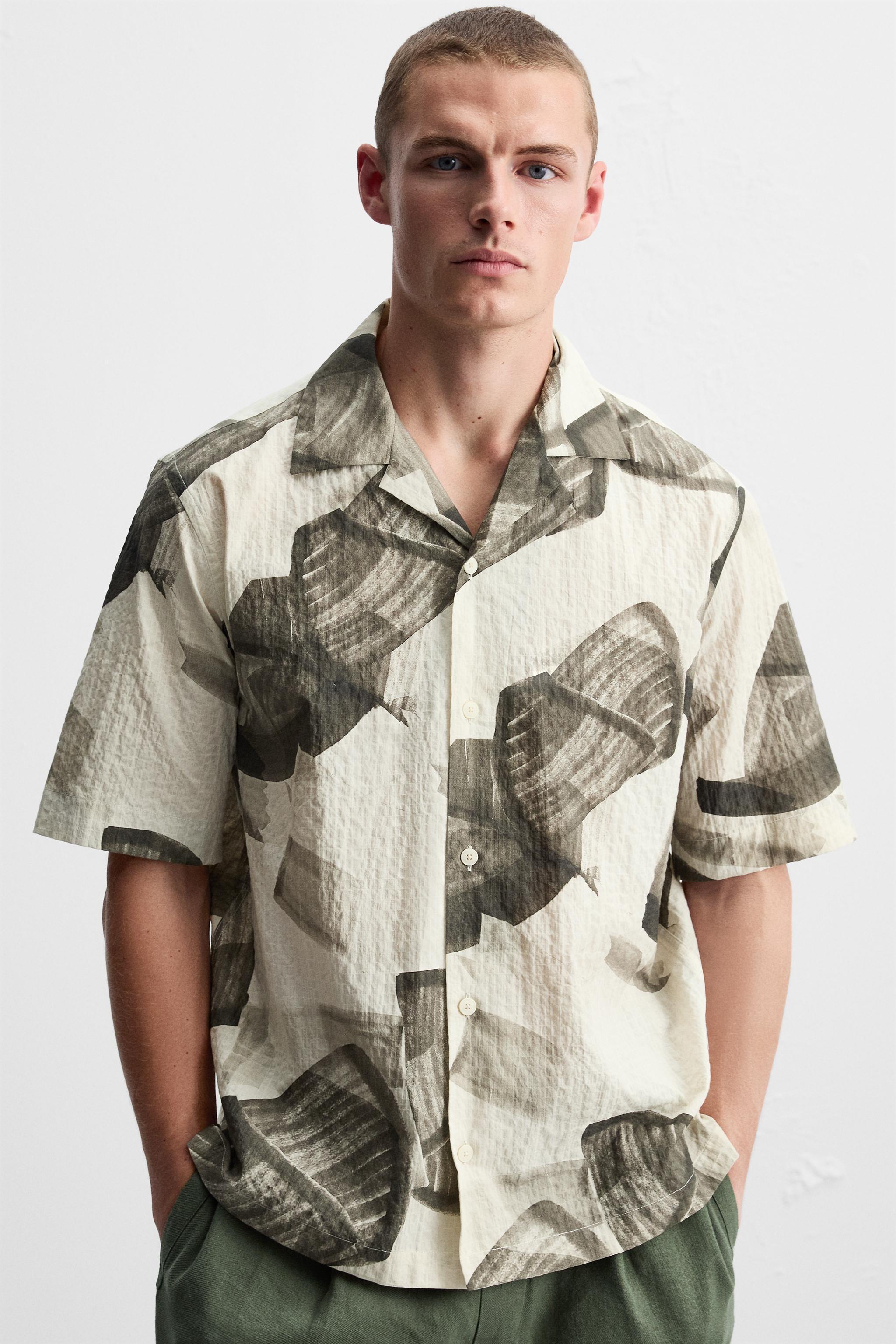 SEERSUCKER ABSTRACT PRINT SHIRT Product Image