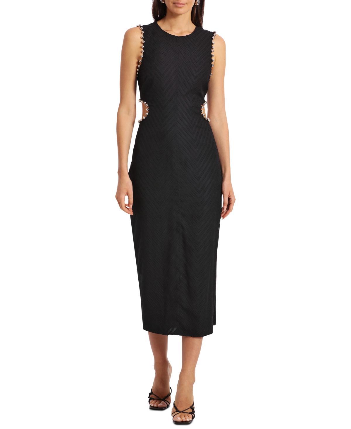 Avec Les Filles Womens Beaded Cutout Midi Dress Product Image