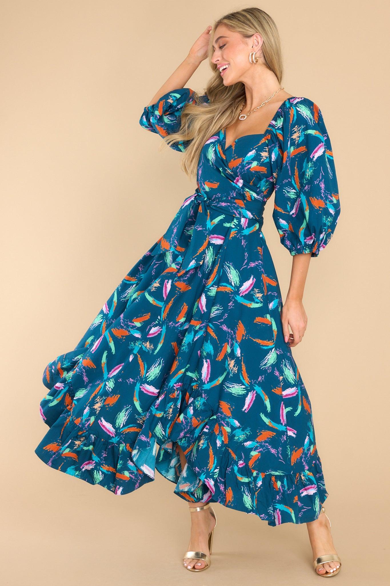 Lisa Scribble Burst Navy Dress Product Image