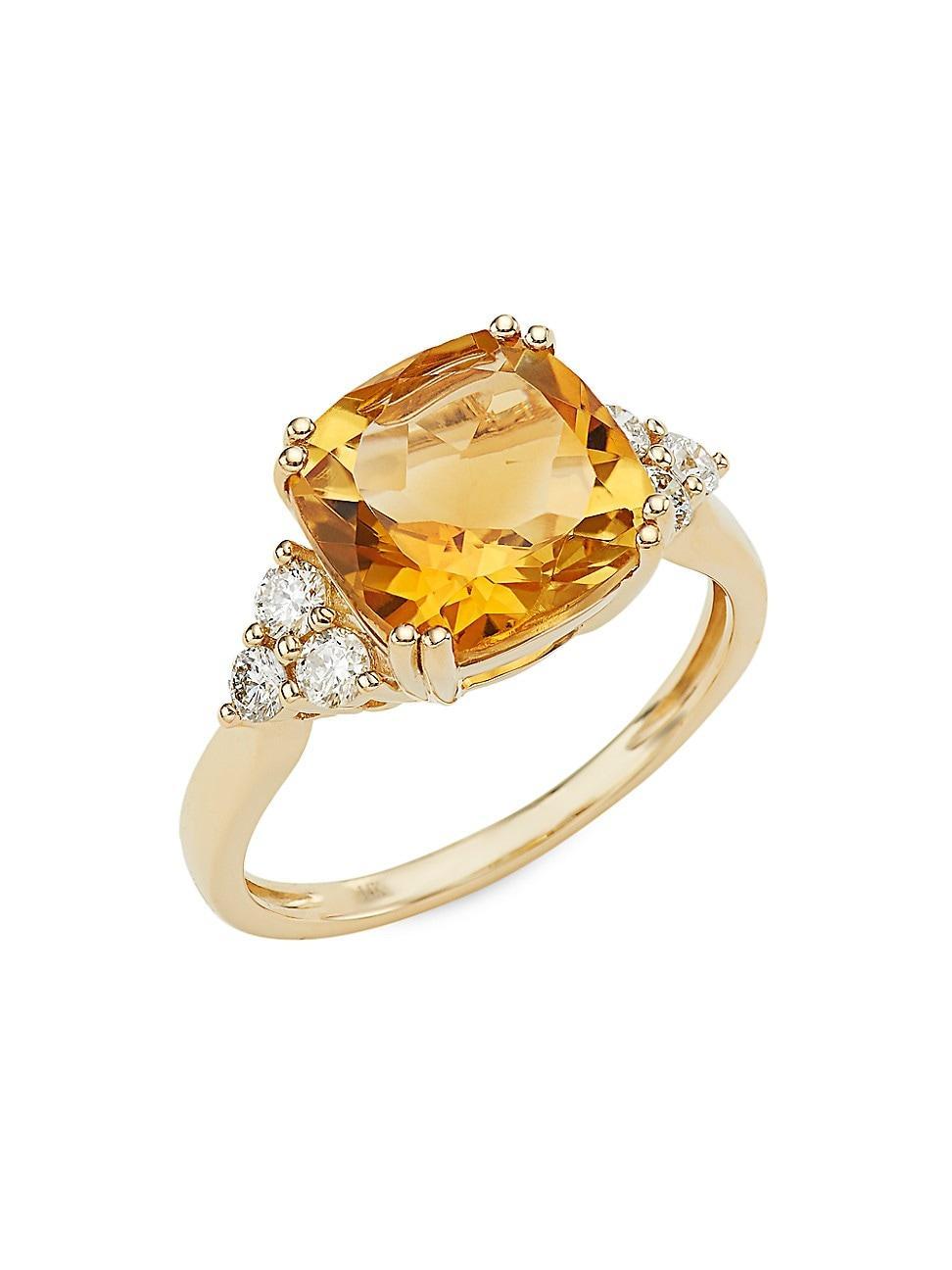 Womens 14K Yellow Gold, Citrine & 0.45 TCW Diamond Ring Product Image