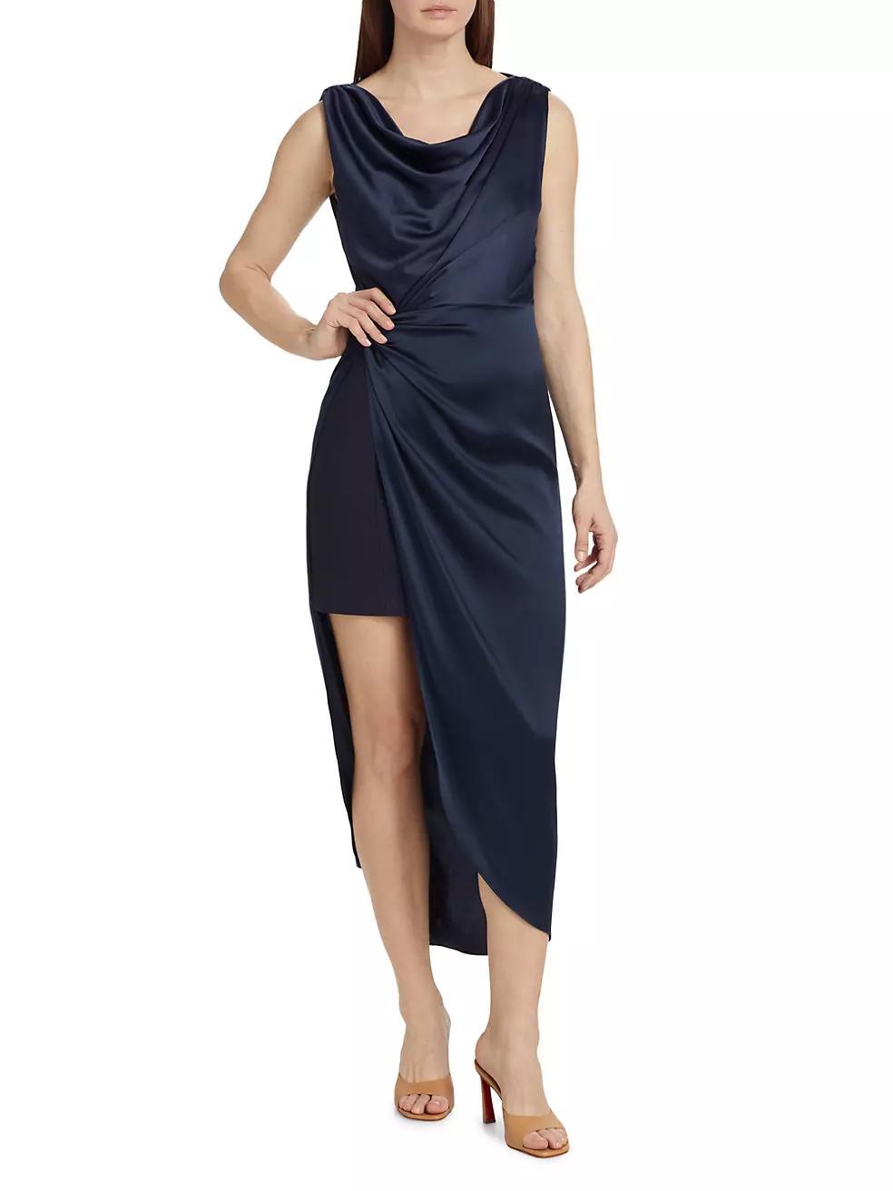 Paige Gathered Cowlneck Midi-Dress Product Image