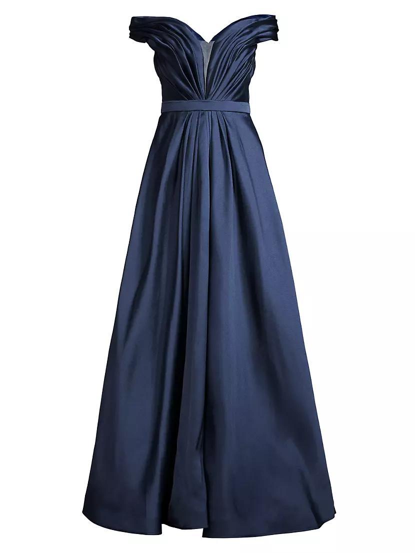 Pleated Off-The-Shoulder Gown Product Image