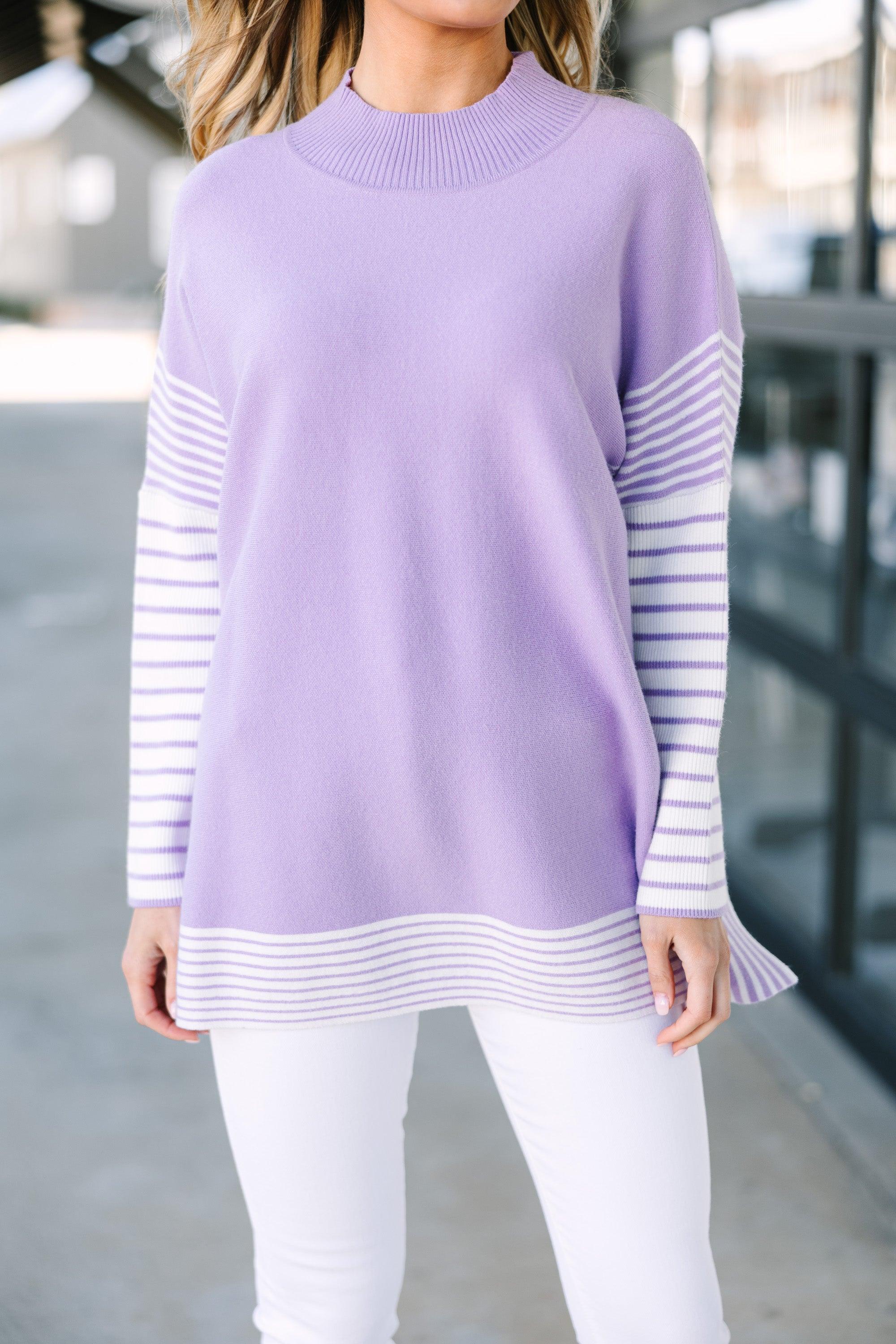 All In Lavender Purple Striped Tunic Female Product Image