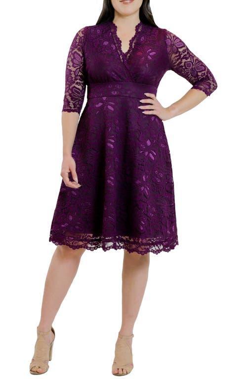 Kiyonna Womens Mademoiselle Lace Cocktail Dress with Sleeves Product Image