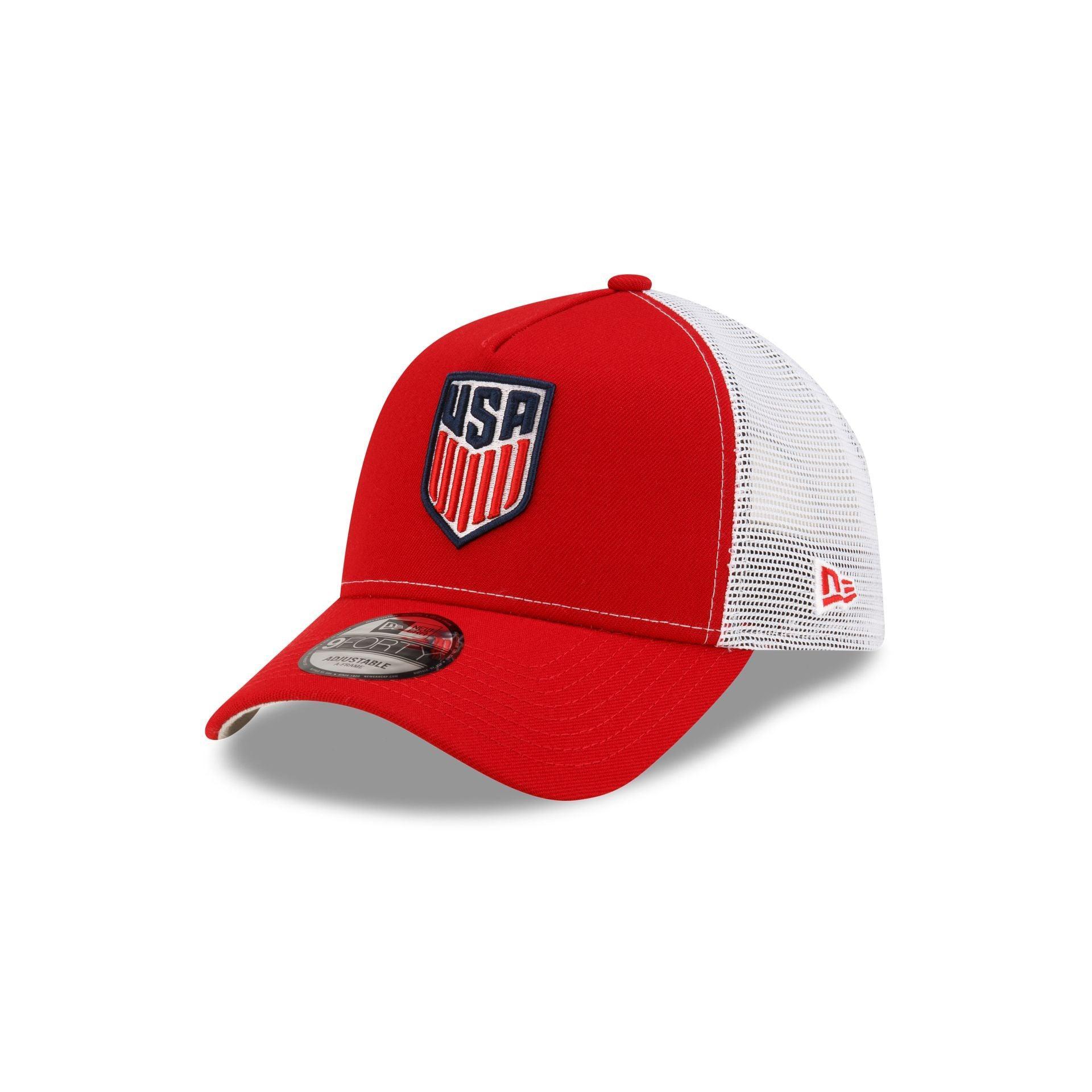 US Soccer Red 9FORTY A-Frame Trucker Hat Male Product Image