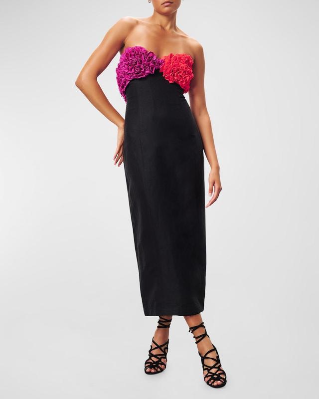 Womens Carmen Ruffle Strapless Midi-Dress Product Image